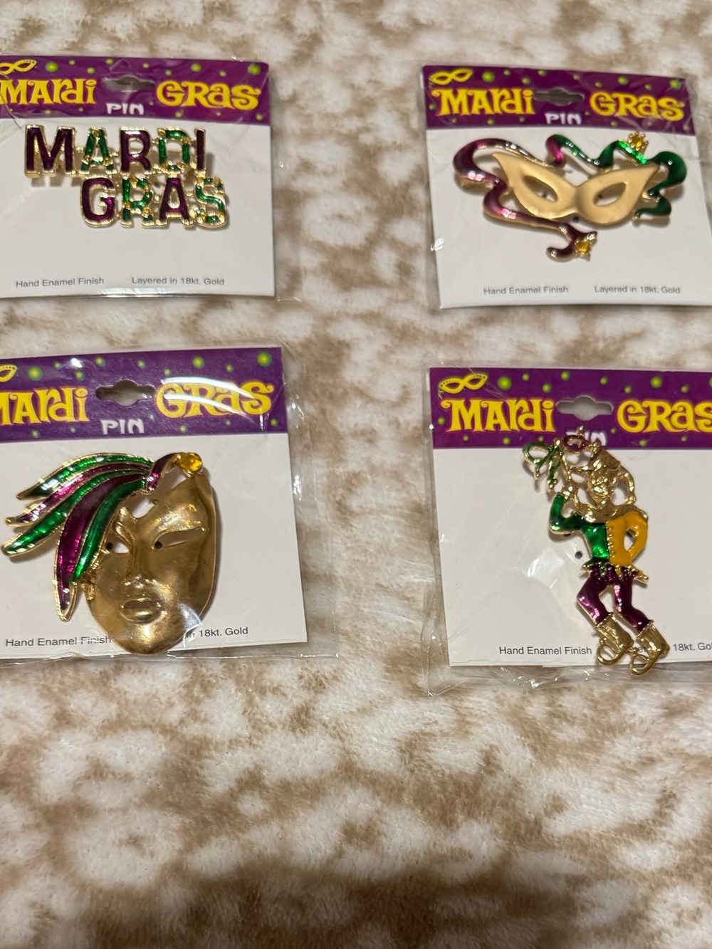 New Authentic Mardi Gras Gold & Multicolor Enamel  Pins 2006